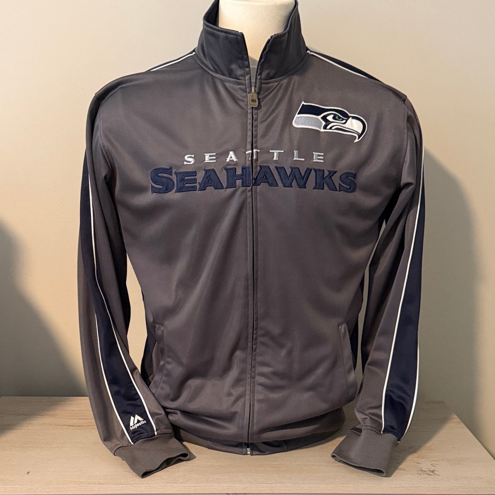 Majestic Gray Seattle Seahawks Bomber Jacket